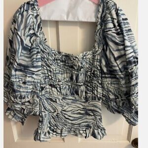 Elegant Blue and White Women's Blouse